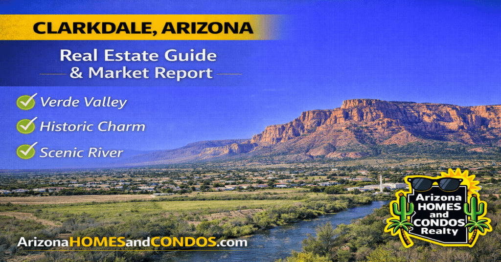Clarkdale Arizona real estate guide and market report featuring historic homes, Verde Valley scenery, and small town charm near Sedona