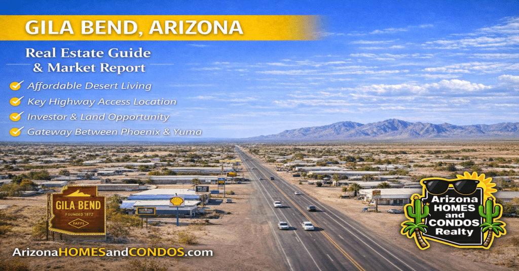 Gila Bend Arizona real estate guide and market report featuring desert homes open land and highway corridor access