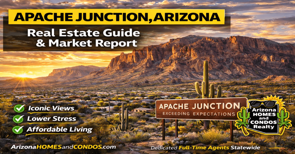 Apache Junction Arizona real estate guide featuring Superstition Mountains homes lifestyle and market report for buyers and sellers