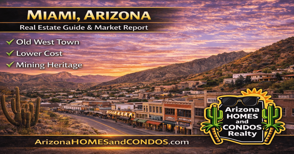 Miami Arizona real estate guide and market report featuring historic homes desert mountains and affordable small town living