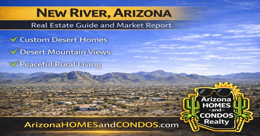New River Arizona real estate guide and market report featuring desert acreage homes mountain views and rural living near Phoenix