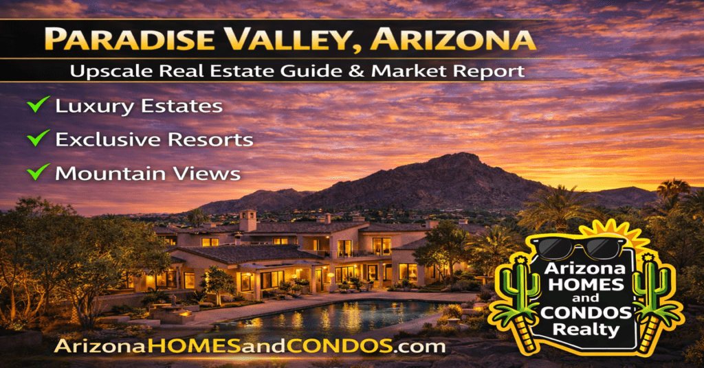 Paradise Valley Arizona real estate guide and market report featuring luxury estates mountain views and upscale desert homes