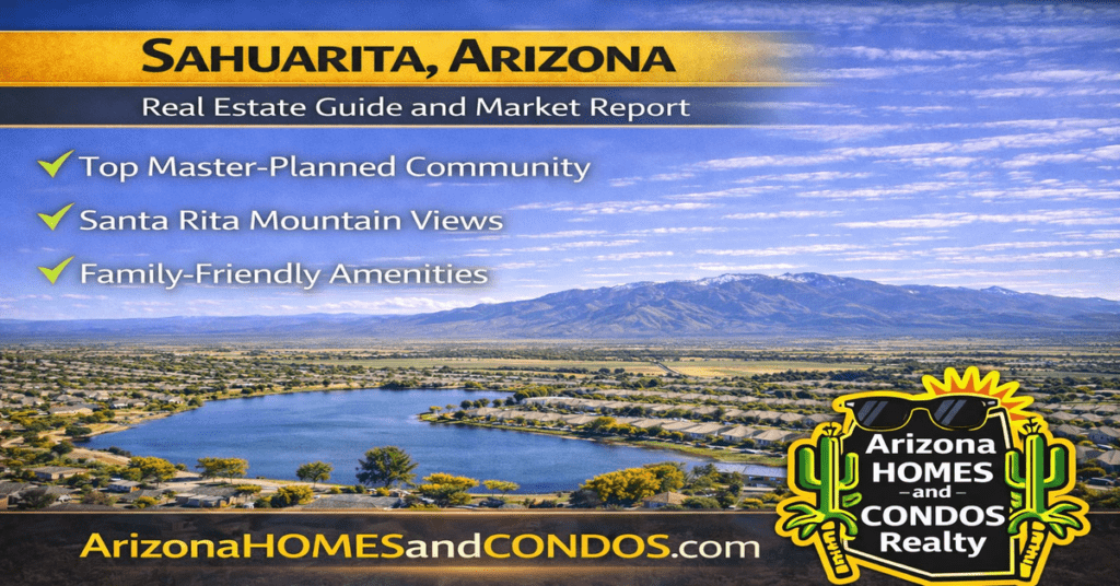 Sahuarita Arizona real estate guide and market report featuring suburban homes master planned communities and mountain views near Tucson