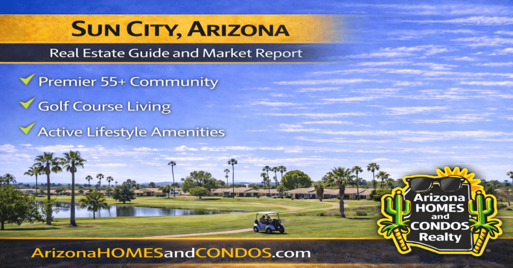 Sun City Arizona real estate guide and market report featuring 55 plus community homes golf courses and active adult lifestyle