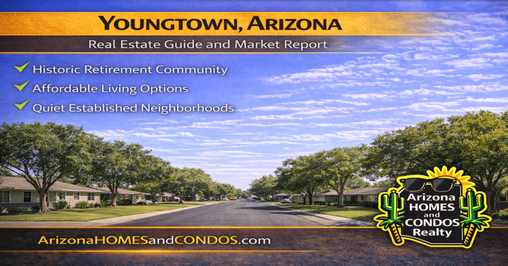 Youngtown Arizona real estate guide and market report featuring affordable homes central location and suburban living in the West Valley