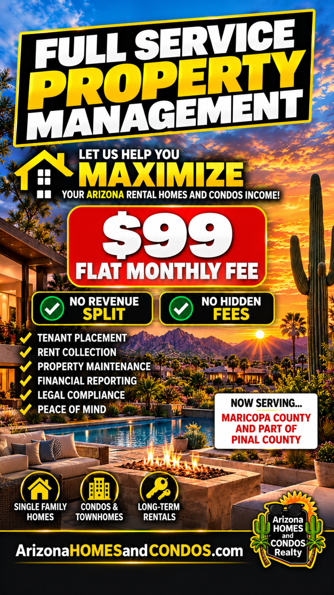 Arizona $99 per month flat-fee property management