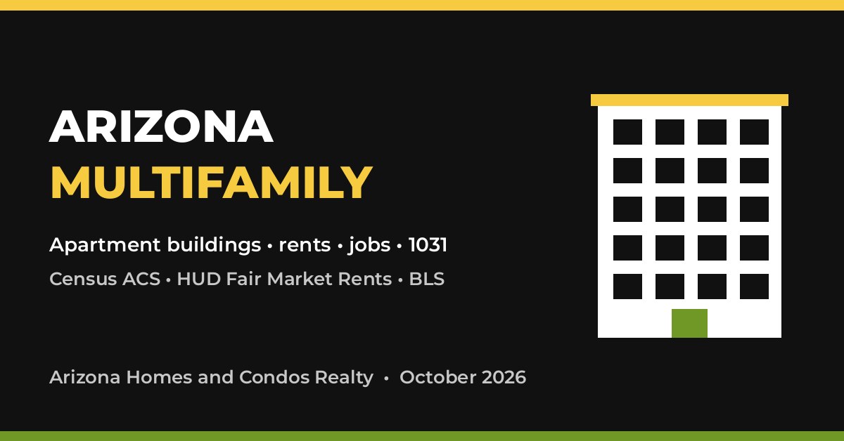 Arizona multifamily apartment buildings data guide graphic, October 2026