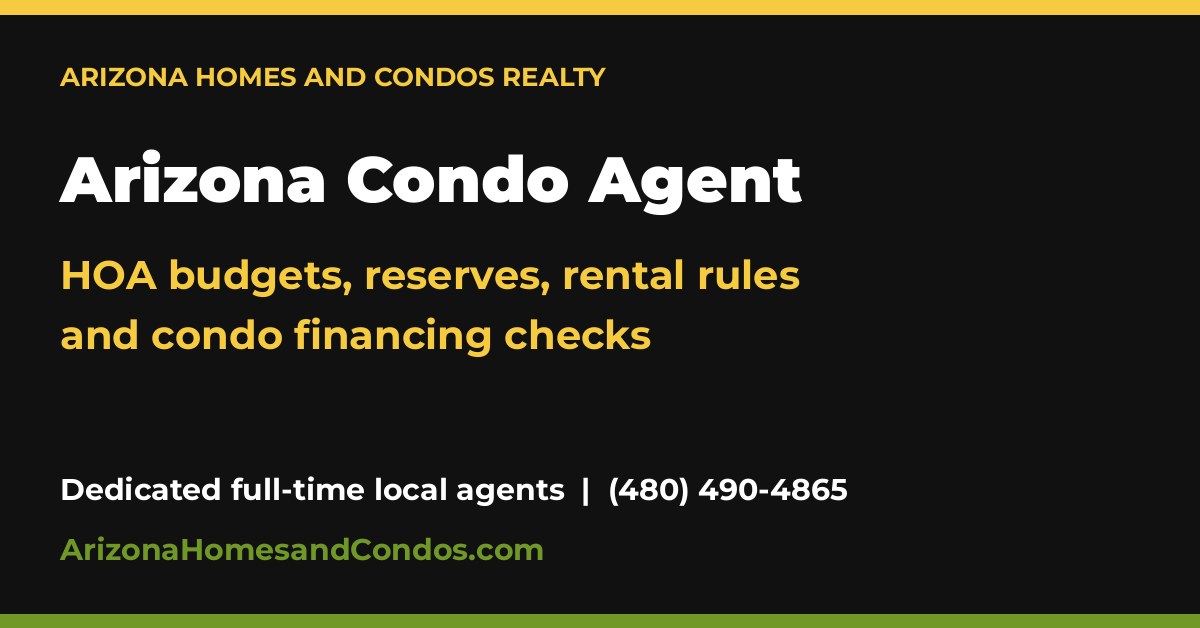 Condo agent in Arizona reviewing HOA special assessments and condo financing