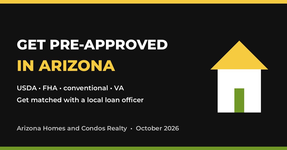 Get pre-approved Arizona mortgage pre-approval graphic for USDA and FHA loans