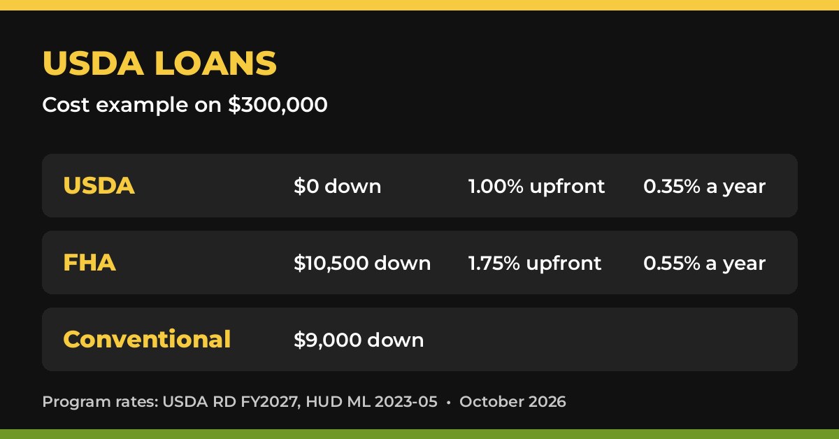 USDA loans cost comparison with 100% financing in Arizona